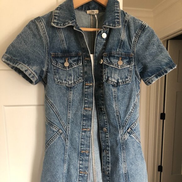 Pilcro Short-Sleeve Denim Button-Front Mini Dress size 2 - Picture 6 of 9